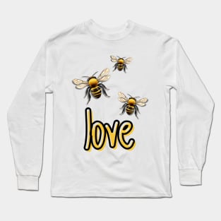 Three Bees | Nature | Love Bees Long Sleeve T-Shirt